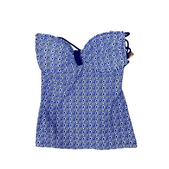 NWT Arizona Jean Co. Strapless Tube Top Tankini Modest Vacation Resort Beach L - Picture 1 of 6